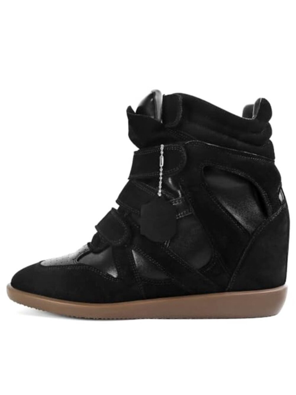 Women's Wedge Sneaker Heels Suede Hook and Loop High Heel Retro Sneaker